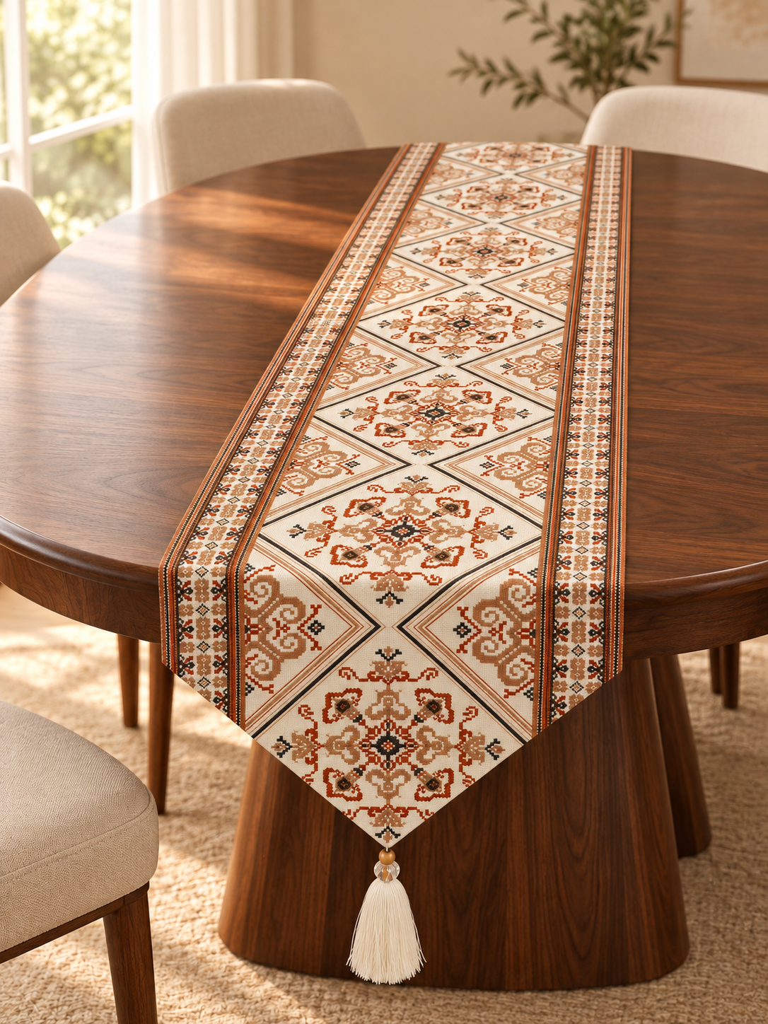 Terracotta Charm — Tassel Table Runner