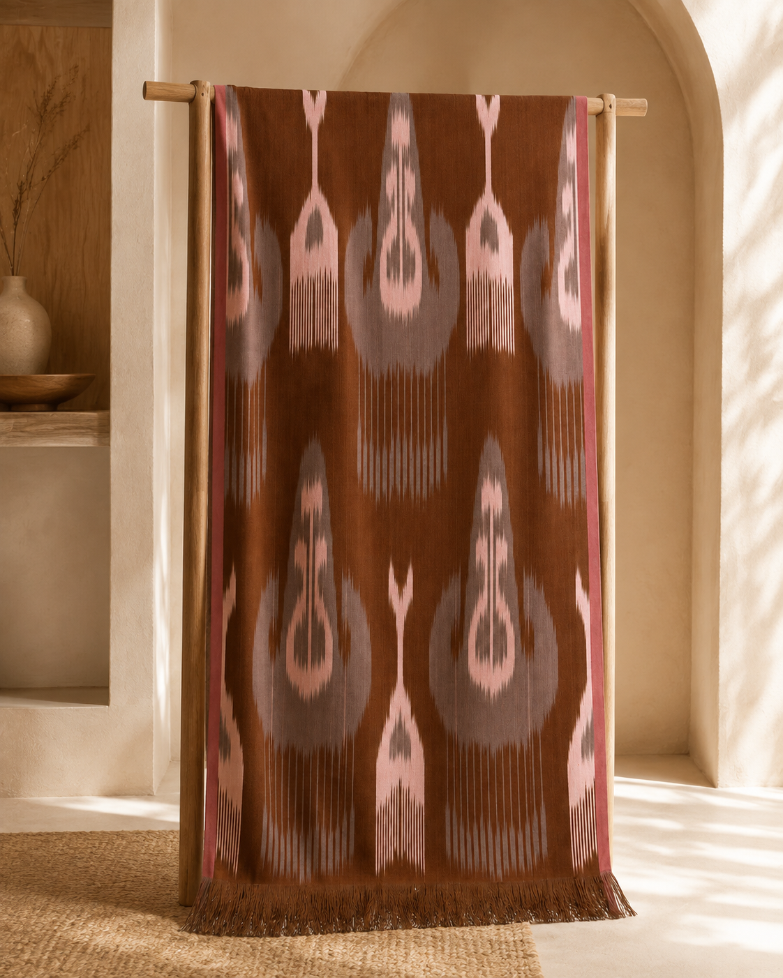 Brown Atlas Cotton Scarf