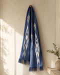 Blue & White Atlas Cotton Scarf