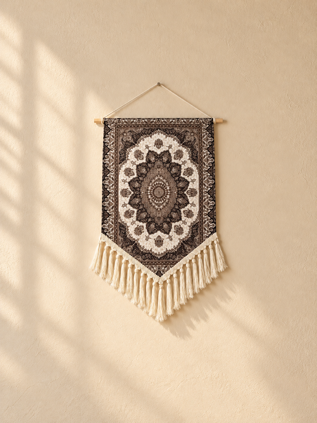 Mocha Medallion — Tassel Cloth Wall Hanging