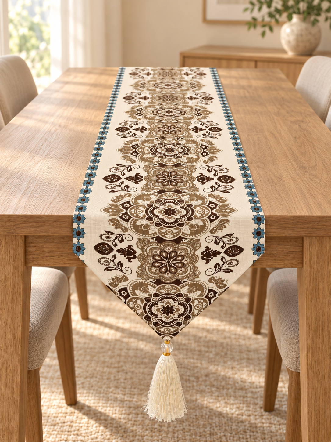Olive Blossom — Tassel Table Runner